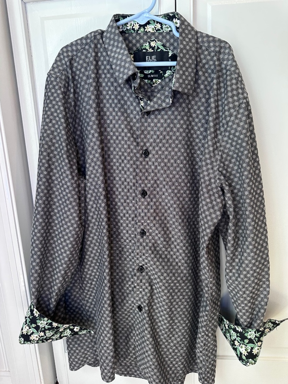 Green and white Elie Balleh button down shirt